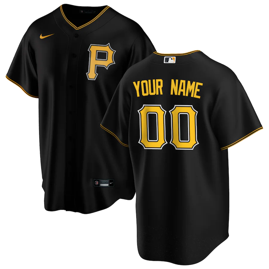 Men's Pittsburgh Pirates Black Alternate Replica Custom Jersey baseball jersey product view 1