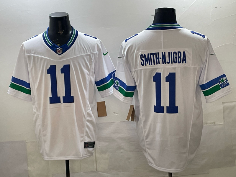 Men's Seattle Seahawks Jaxon Smith-Njigba #11 White Player Game Jersey football jersey product view 1
