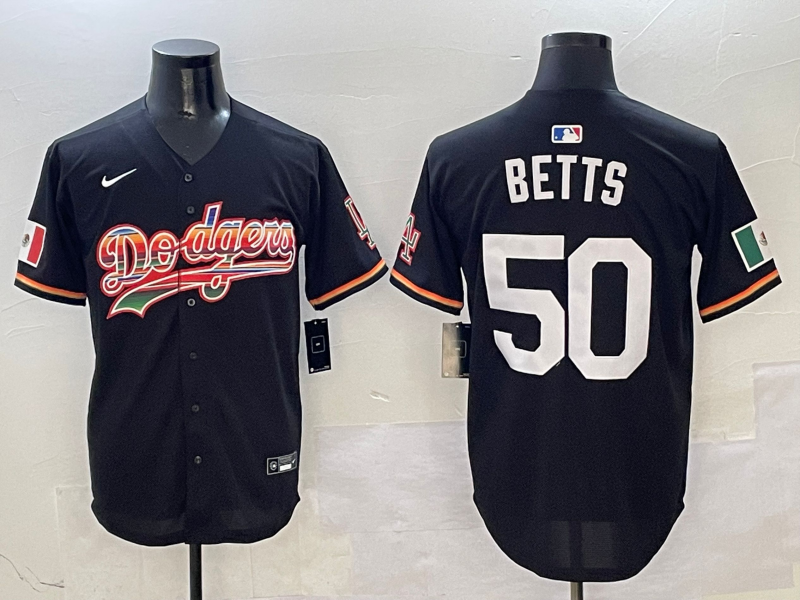 Men's Los Angeles Dodgers Mookie Betts #50 Black Team Game Jersey baseball jersey product view 1