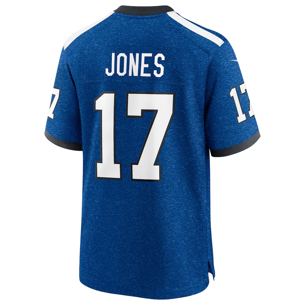 IN.Colts #17 Daniel Jones Heather Royal Alternate 2 Indiana Nights Game Jersey football jersey product view 1
