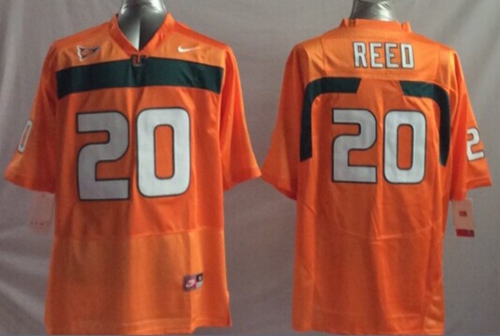 Men's Miami Hurricanes Ed Reed #20 Orange Team Football Jersey football jersey product view 1