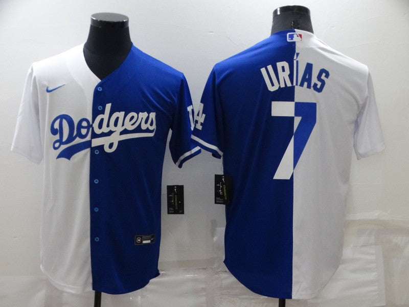 Men's Los Angeles Dodgers Julio Urias White/Blue Replica Baseball Jersey baseball jersey product view 1