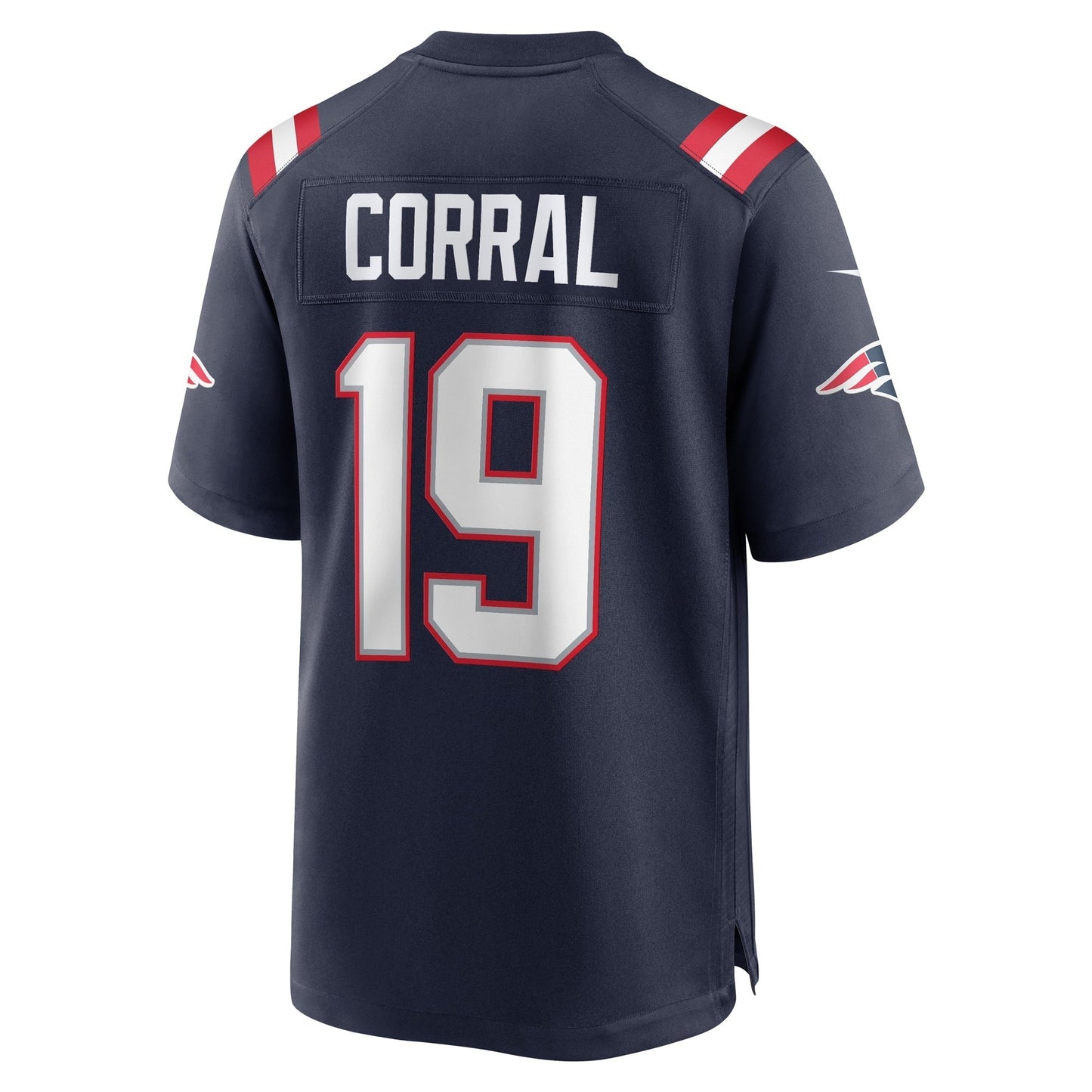Matt Corral New England Patriots Team Game Jersey - Navy football jersey product view 3