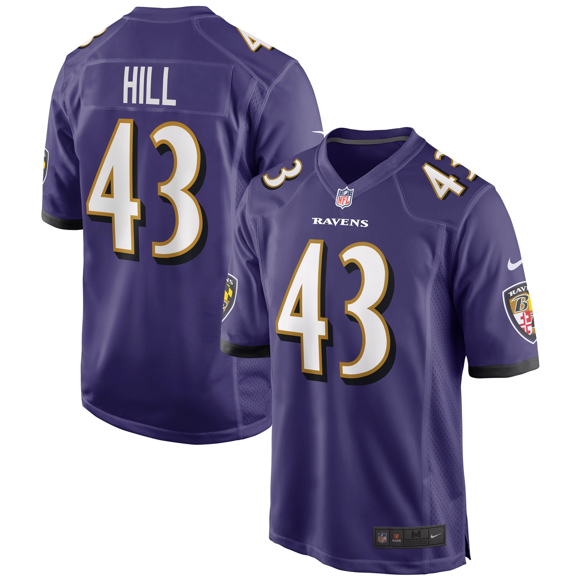 Baltimore Ravens Justice Hill Purple Game Jersey football jersey product view 1