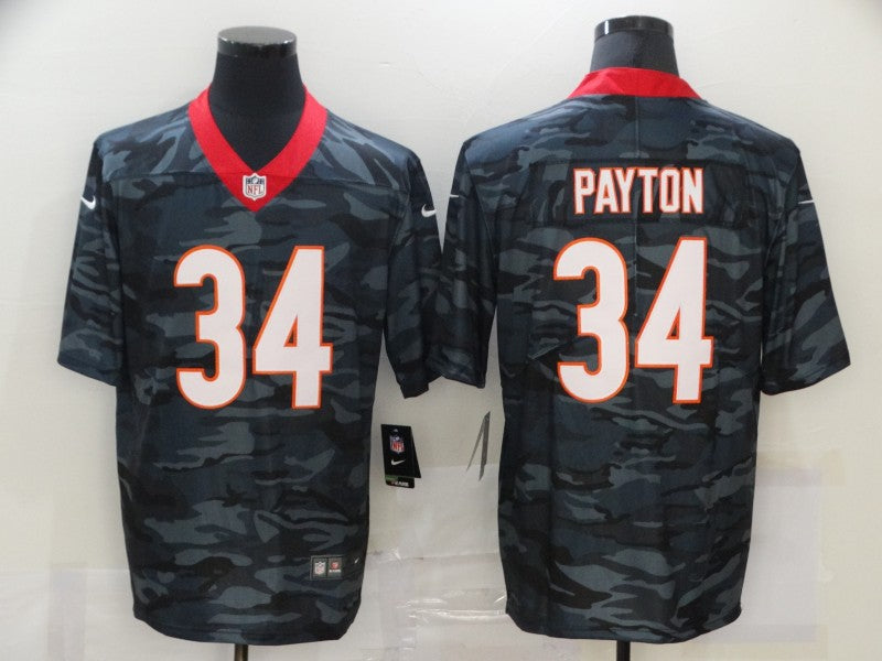 Men's Chicago Bears Walter Payton #34 Gray Camouflage Game Jersey1 football jersey product view 1