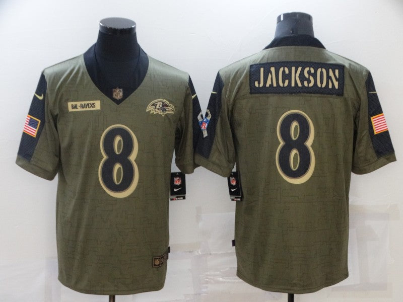Men's Baltimore Ravens Lamar Jackson #8 Brown Player Game Jersey1 football jersey product view 1