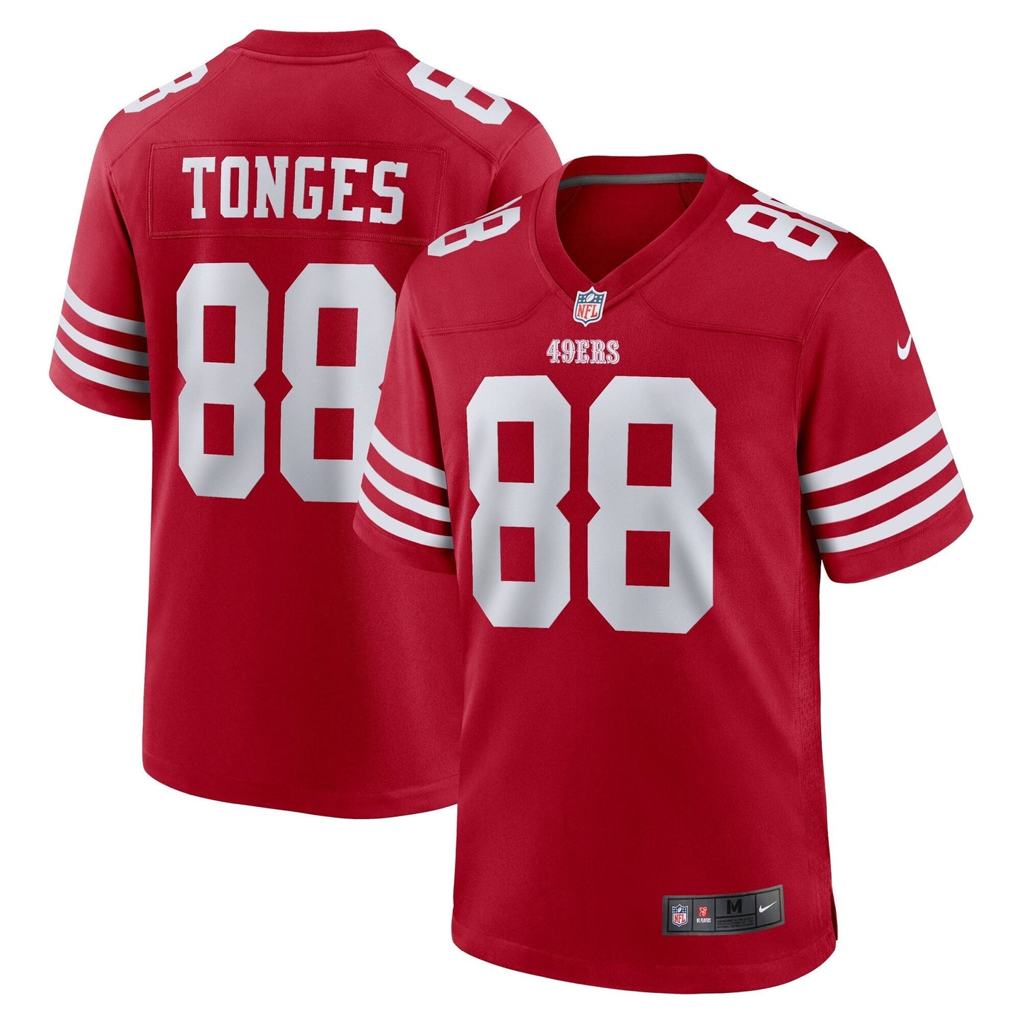 San Francisco 49ers Jake Tonges Scarlet Team Game Jersey football jersey product view 1