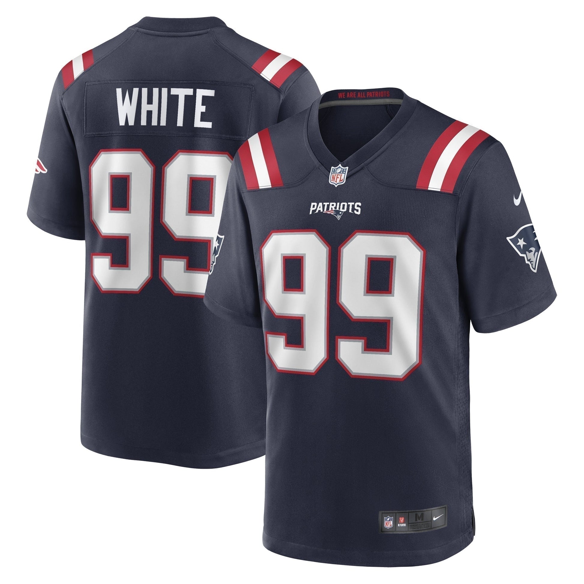 Keion White New England Patriots Game Jersey - Navy football jersey product view 1