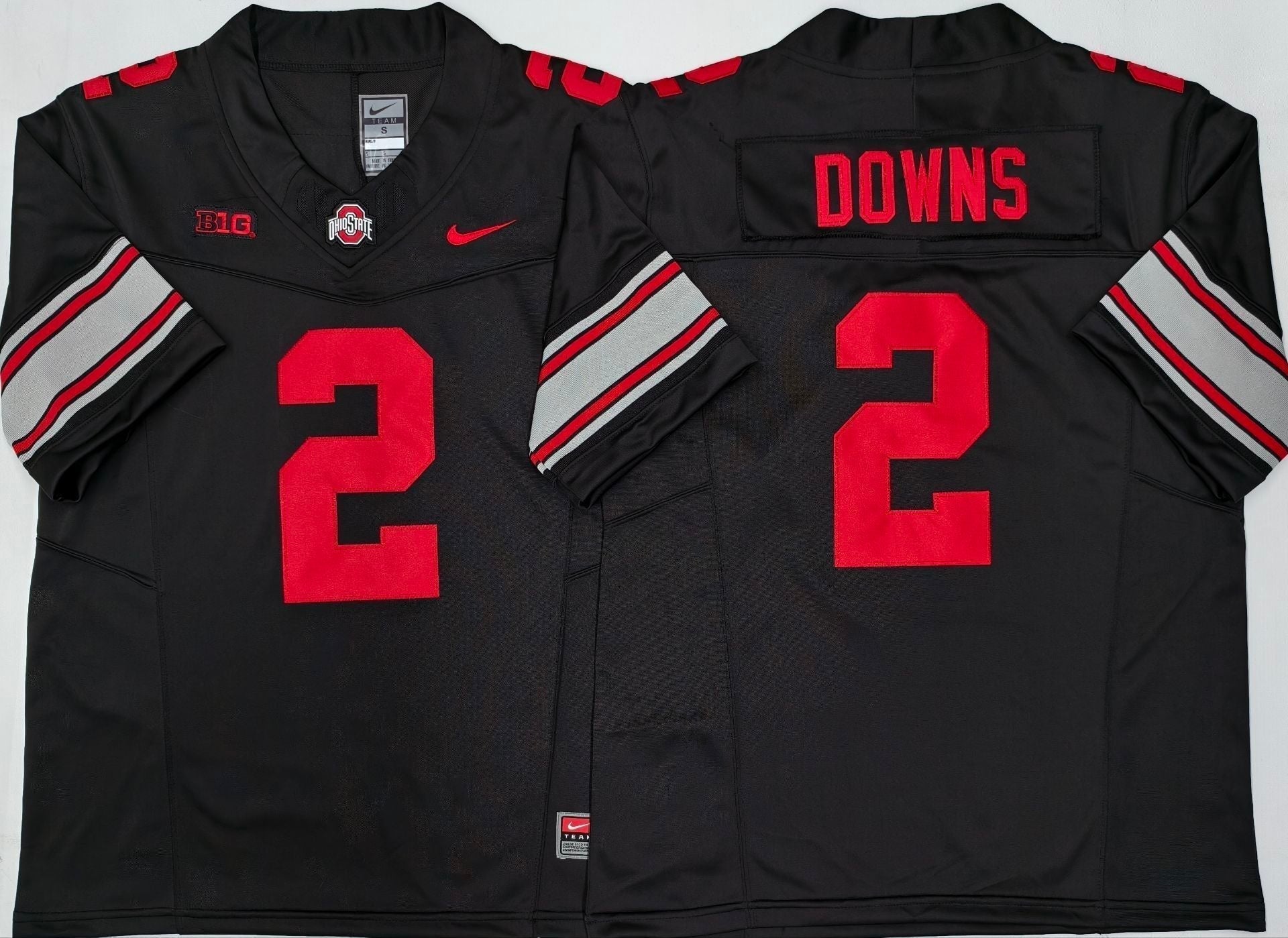Men's Ohio State Buckeyes Caleb Downs Black Player Jersey sports jersey product view 1