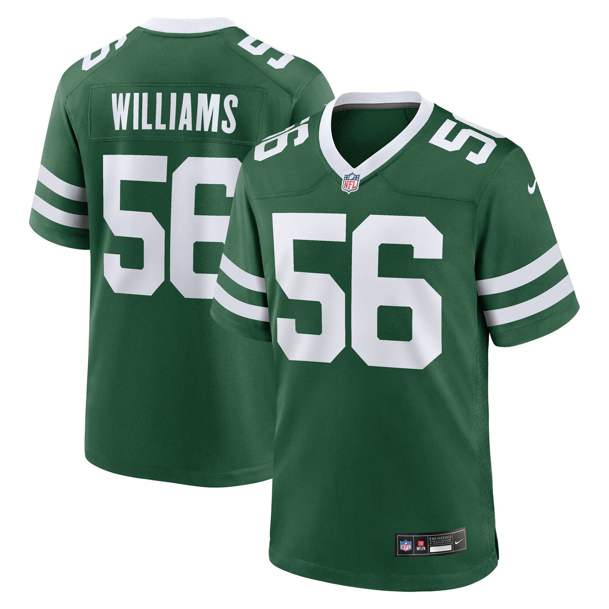 Quincy Williams New York Jets Game Jersey Legacy Green football jersey product view 1