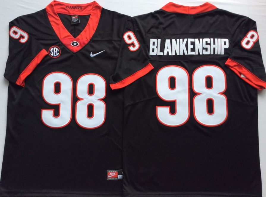 Men's Georgia Bulldogs Rodrigo Blankenship Black Player Game Jersey sports jersey product view 1