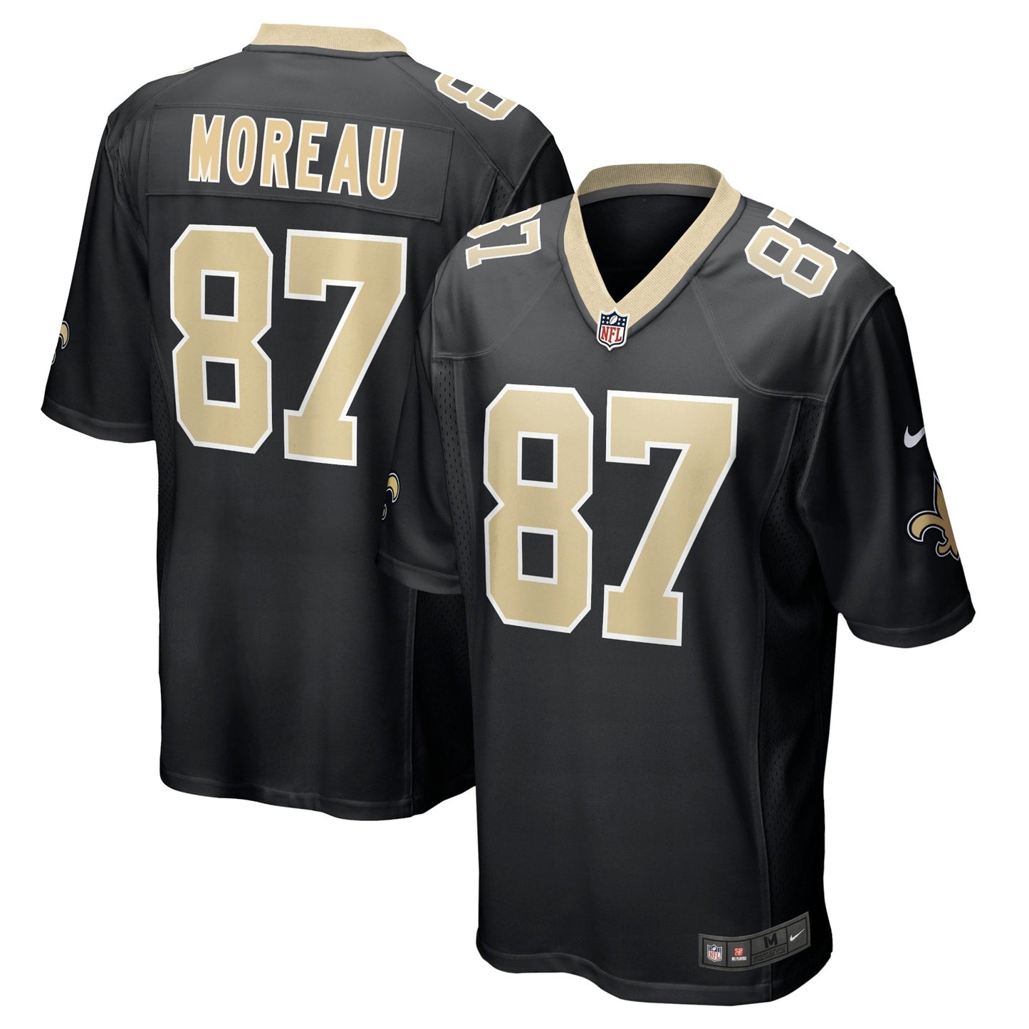 Foster Moreau New Orleans Saints Game Jersey - Black football jersey product view 1