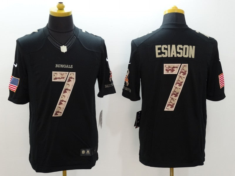 Men's Cincinnati Bengals Boomer Esiason #7 Black Game Player Jersey1 football jersey product view 1