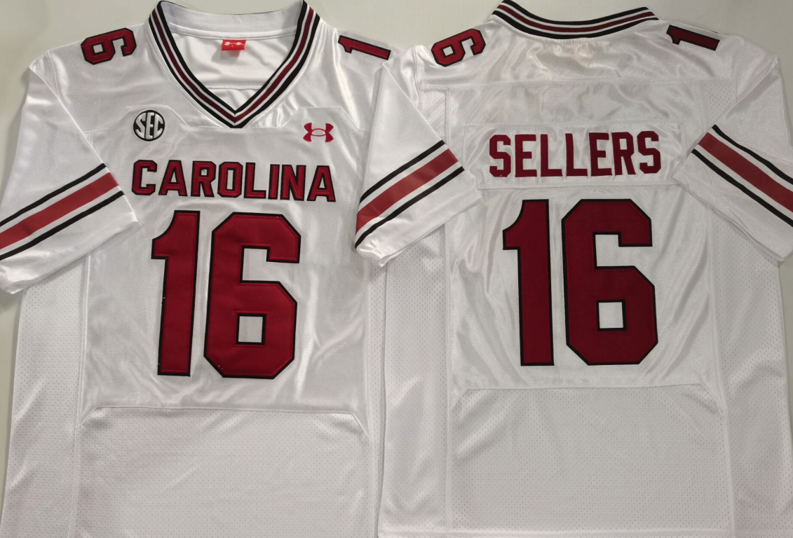 Men's South Carolina Gamecock Lanorris Sellers White Player Jersey sports jersey product view 1
