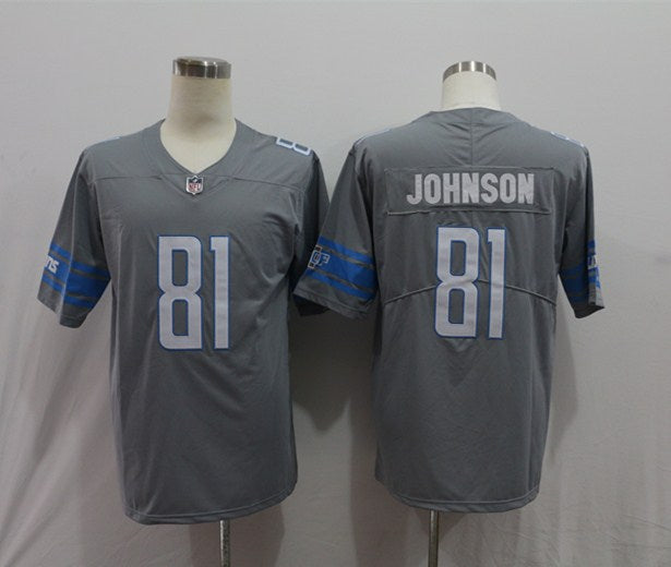 Men's Detroit Lions Calvin Johnson Gray Game Jersey football jersey product view 1