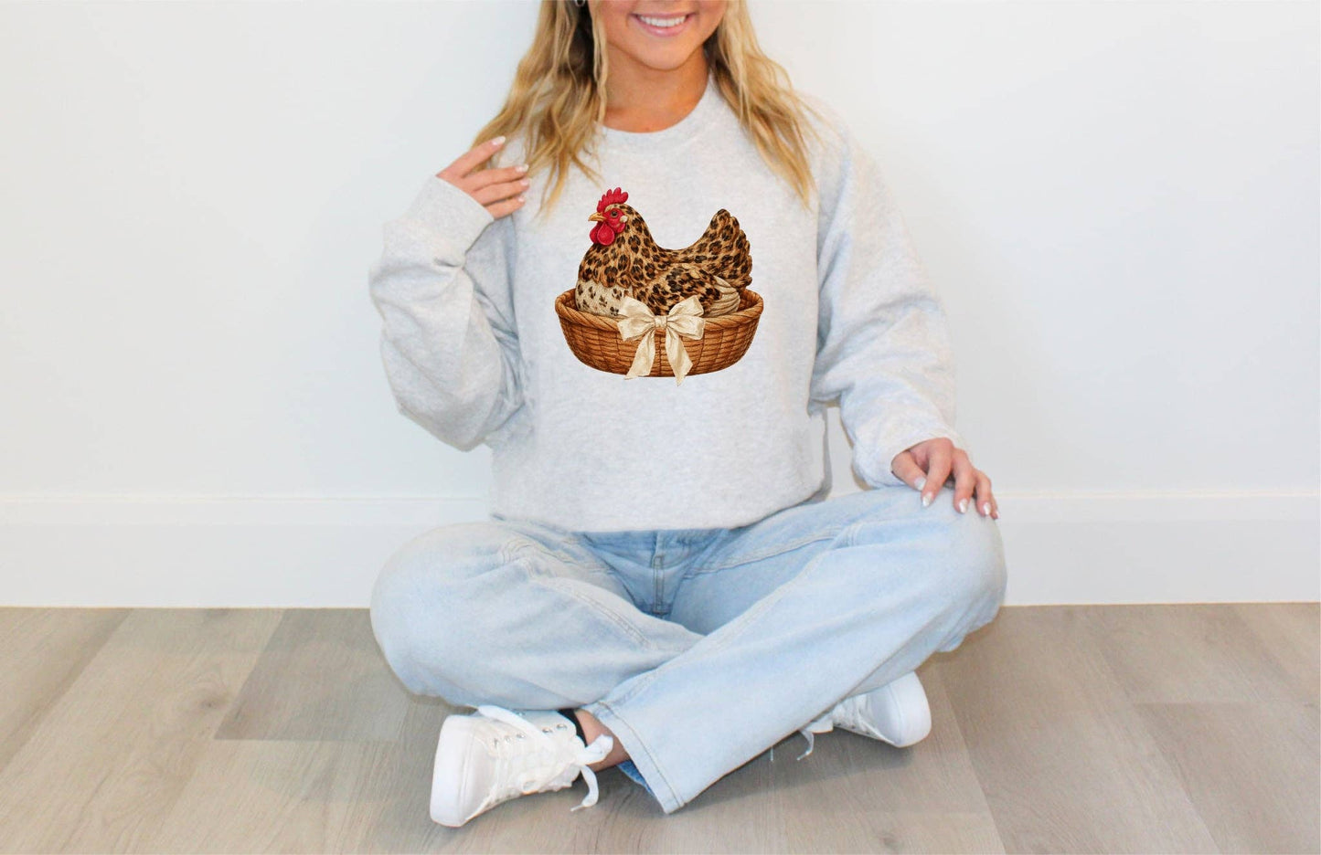 Vintage Leopard Hen Grey Graphic Sweatshirt Free Shipping Unisex T-shirt, Sweatshirt, Hoodie, Long Sleeve Tee - T-Shirt, Sweatshirt, Hoodie