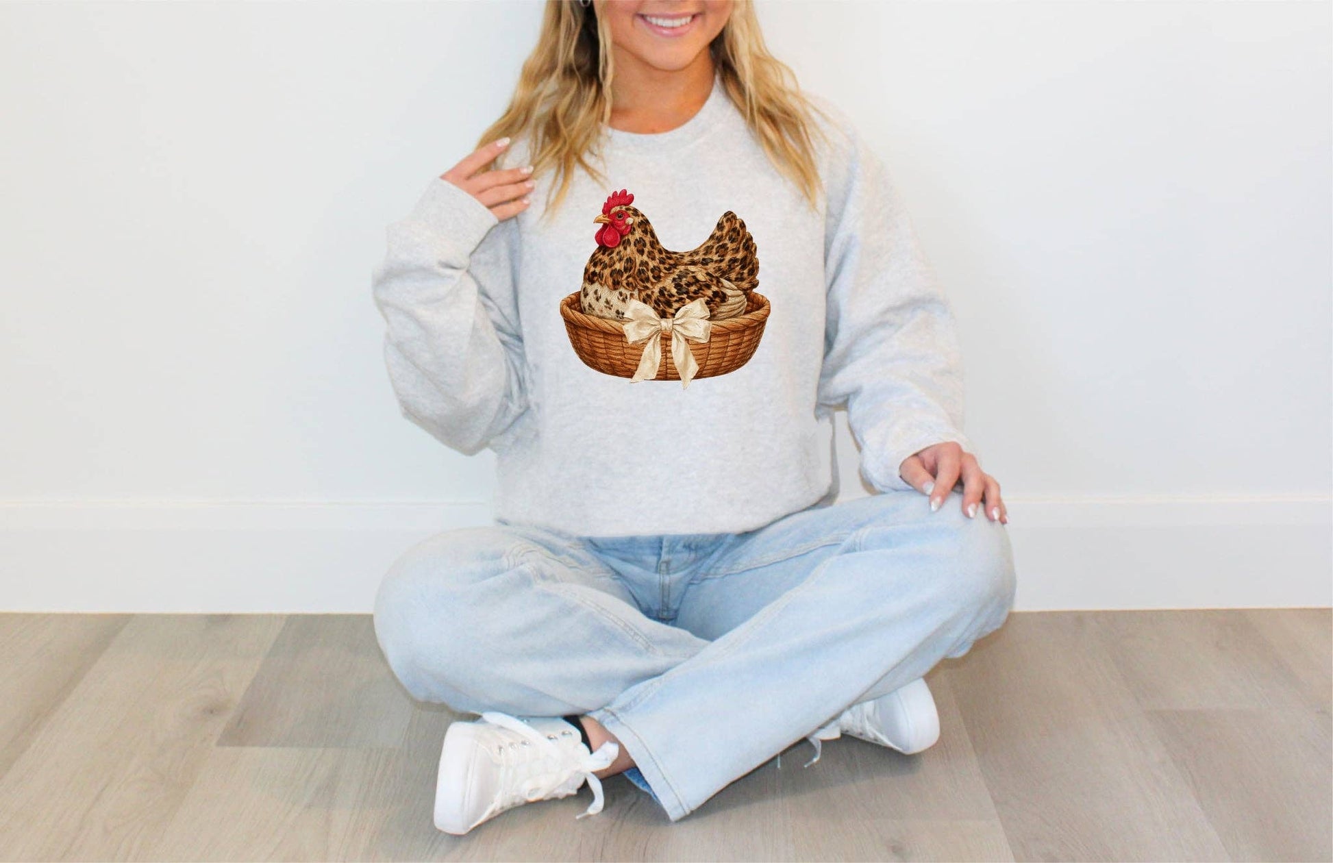 Vintage Leopard Hen Grey Graphic Sweatshirt Free Shipping Unisex T-shirt, Sweatshirt, Hoodie, Long Sleeve Tee - T-Shirt, Sweatshirt, Hoodie