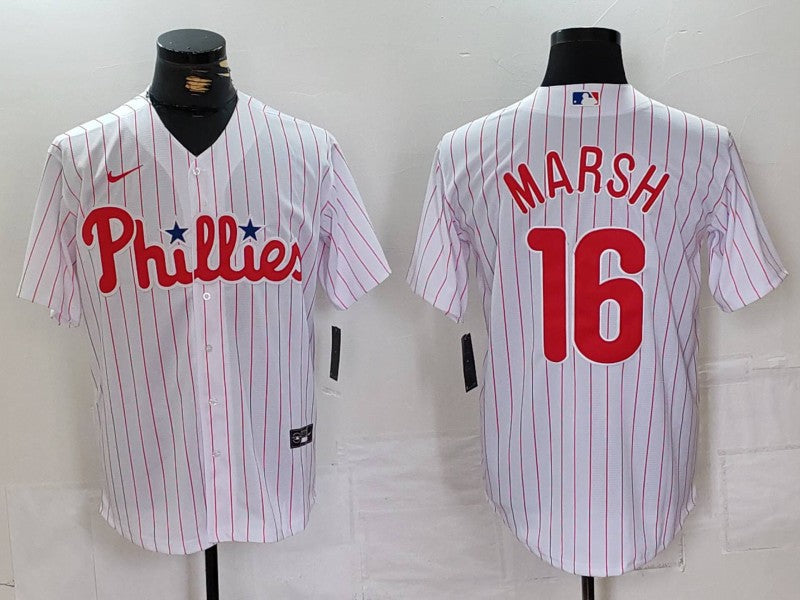 Men's Philadelphia Phillies Brandon Marsh #16 White Replica Player Jersey baseball jersey product view 1