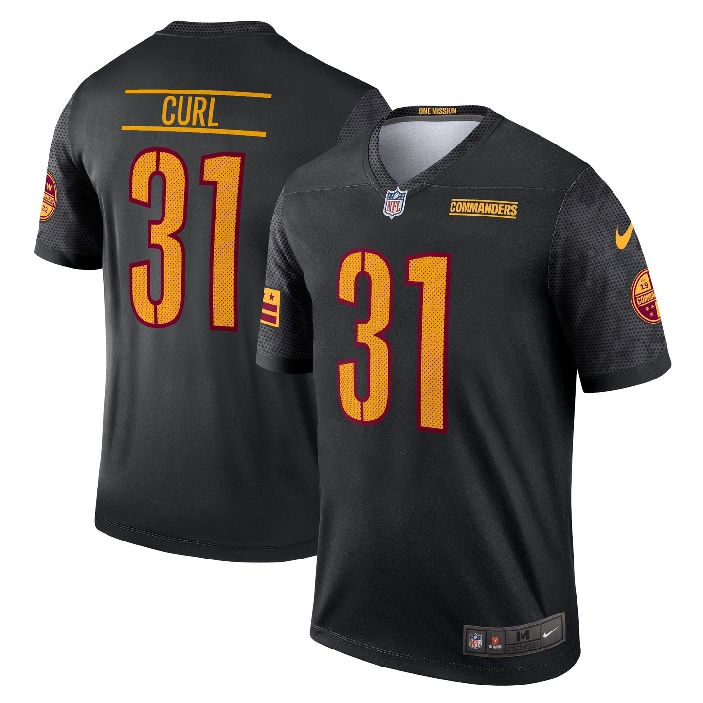 Kamren Curl Washington Commanders Alternate - Black football jersey product view 1