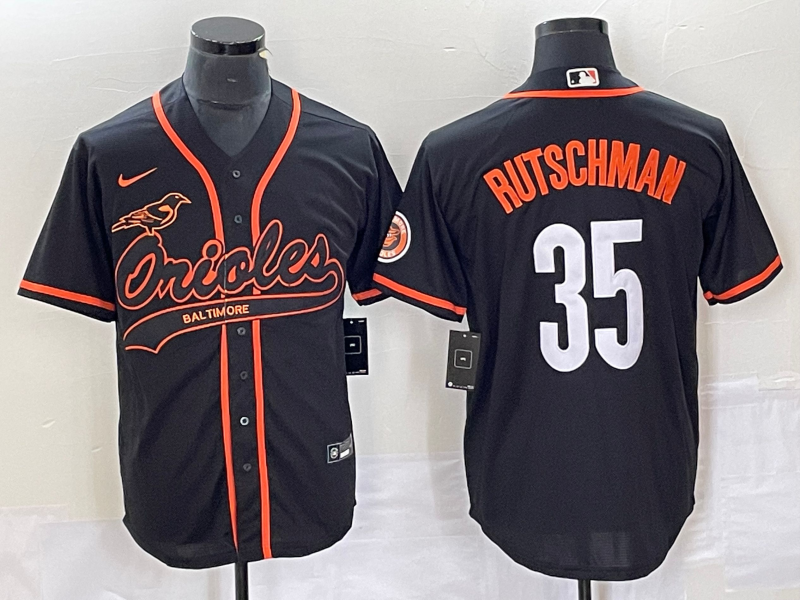 Men's Baltimore Orioles Adley Rutschman #35 Black Replica Jersey Joint Edition baseball jersey product view 1