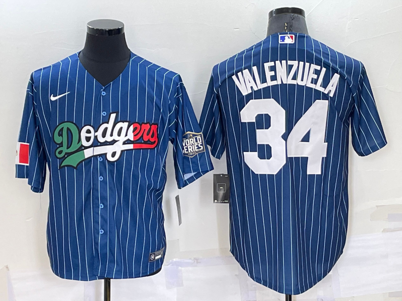 Men's Los Angeles Dodgers Fernando Valenzuela Blue Stitched Baseball Jersey baseball jersey product view 1