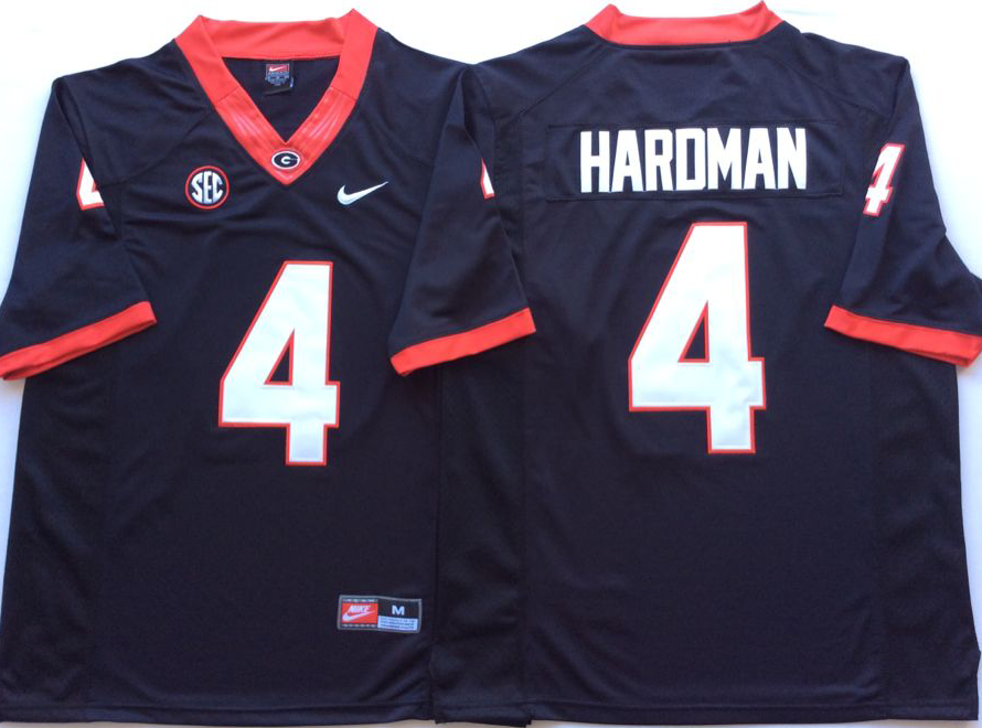 Men's Georgia Bulldogs Mecole Hardman Jr. #4 Black Player Game Jersey sports jersey product view 1
