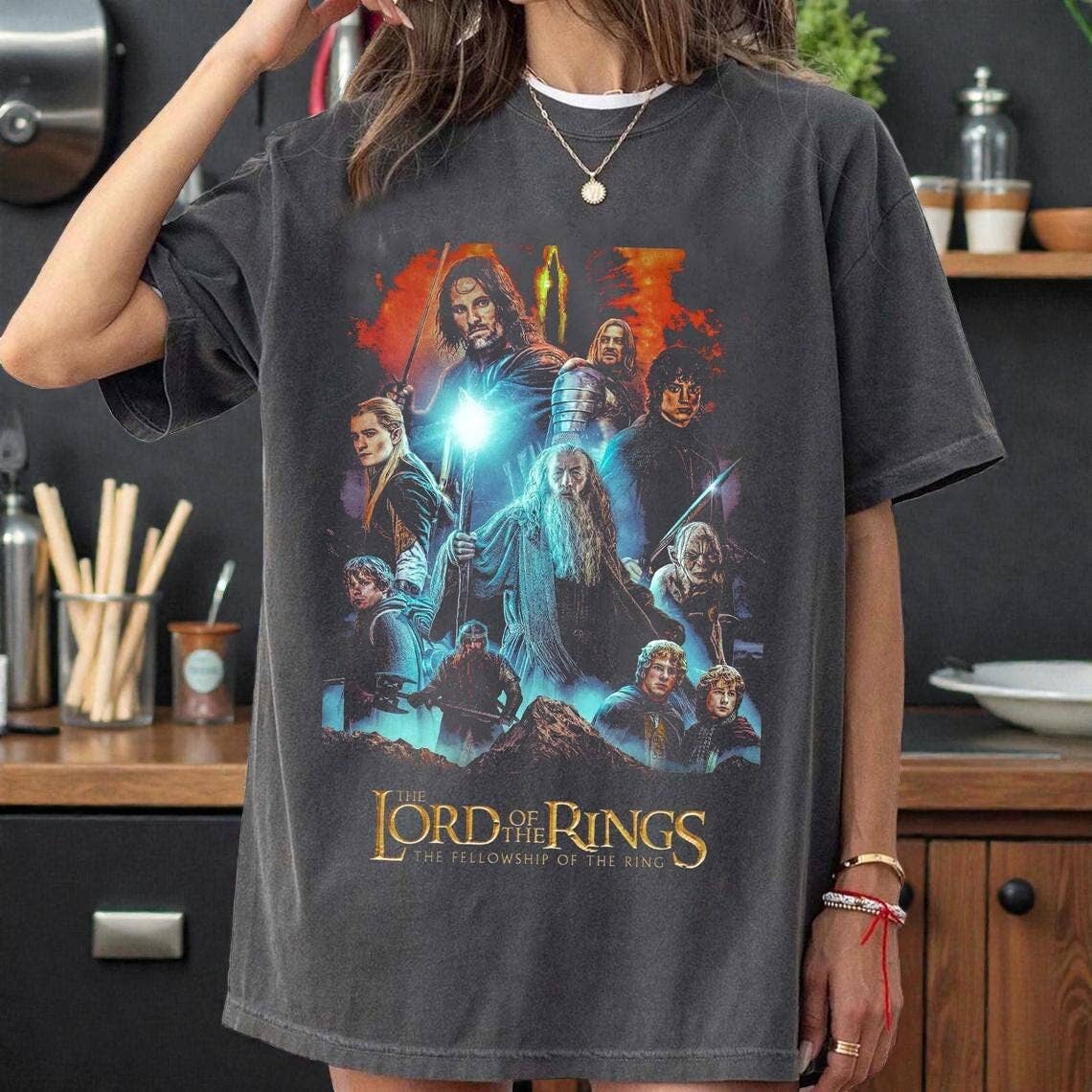 Vintage Fellowship of the Ring Graphic Tee Unisex T-shirt, Sweatshirt, Hoodie, Long Sleeve Tee - T-Shirt, Sweatshirt, Hoodie
