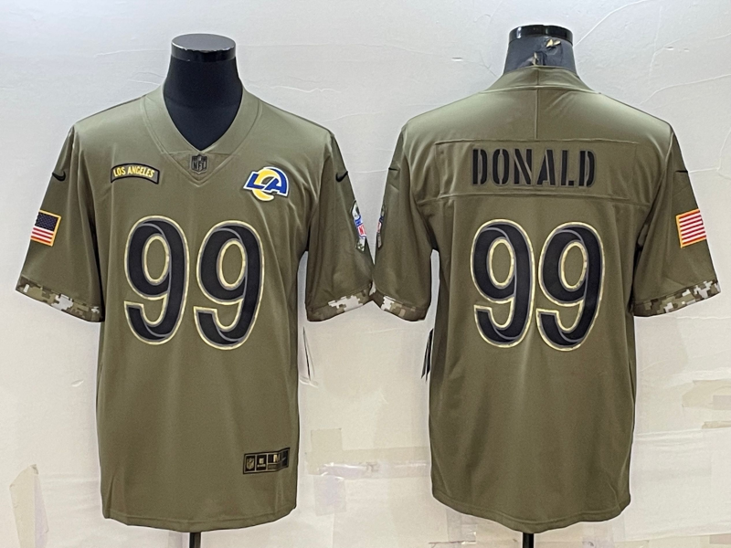 Men's Los Angeles Rams Aaron Donald Olive 2022 Salute To Service Limited Jersey football jersey product view 1