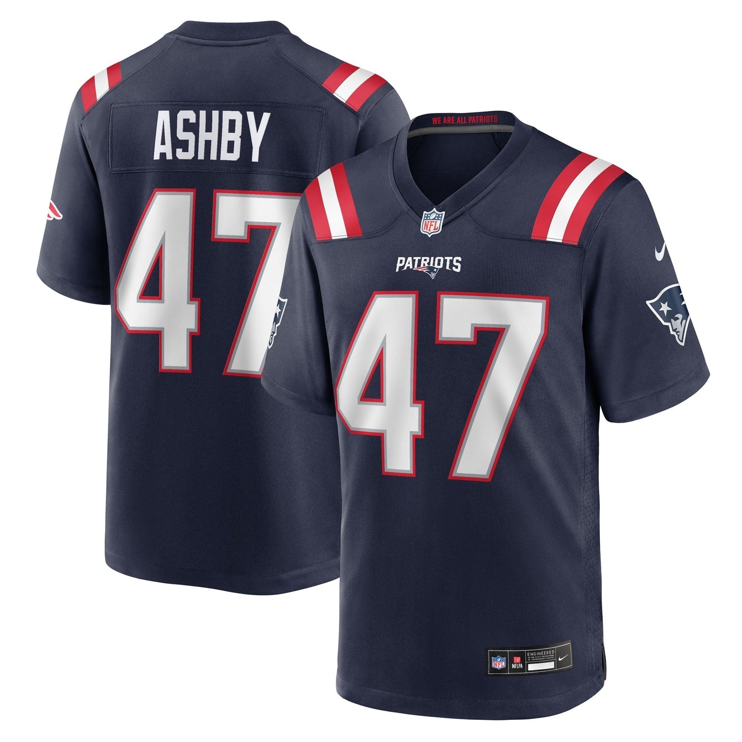New England Patriots Julian Ashby Navy Team Game Jersey football jersey product view 1