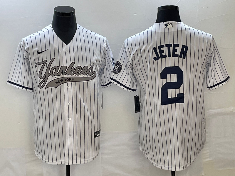 Men's New York Yankees Derek Jeter White Game Jersey Joint Edition baseball jersey product view 1