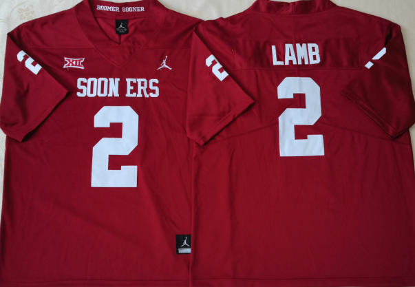 Men's Oklahoma Sooners Ceedee Lamb Crimson Player Game Jersey sports jersey product view 1