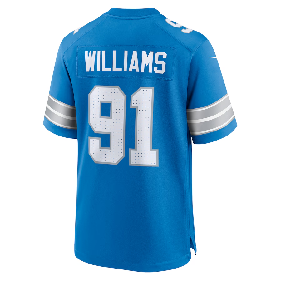 Men's Detroit Lions Tyleik Williams Blue 2025 NFL Draft First Round Pick Game Jersey football jersey product view 3