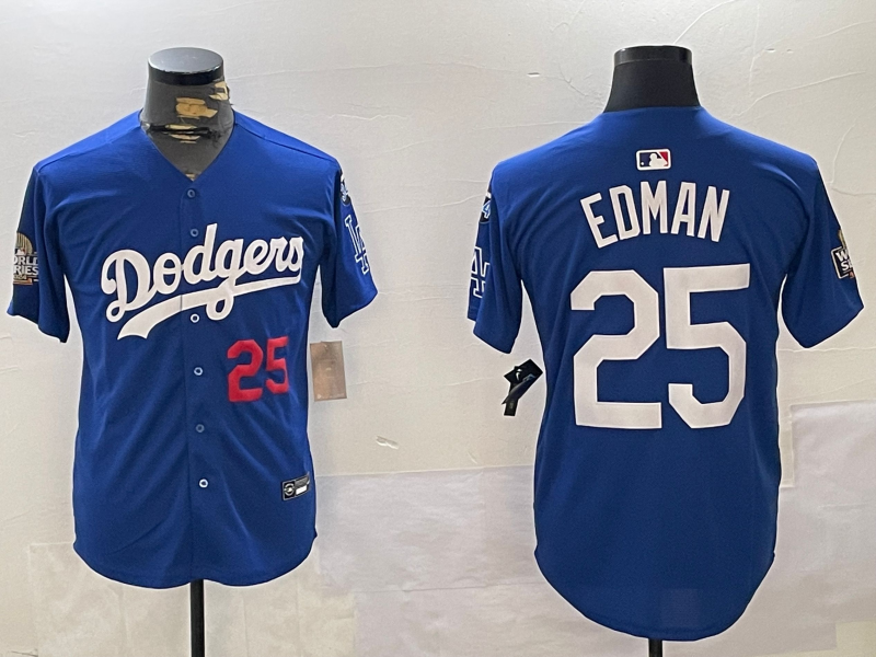 Men's Los Angeles Dodgers Tommy Edman #25 Royal Replica Player Jersey baseball jersey product view 1