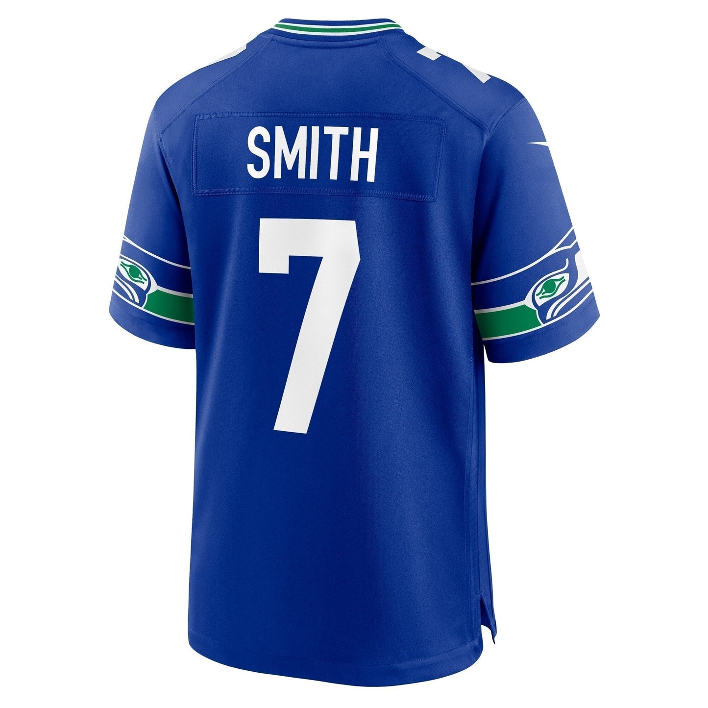 Geno Smith Seattle Seahawks Throwback Game Jersey - Royal football jersey product view 3