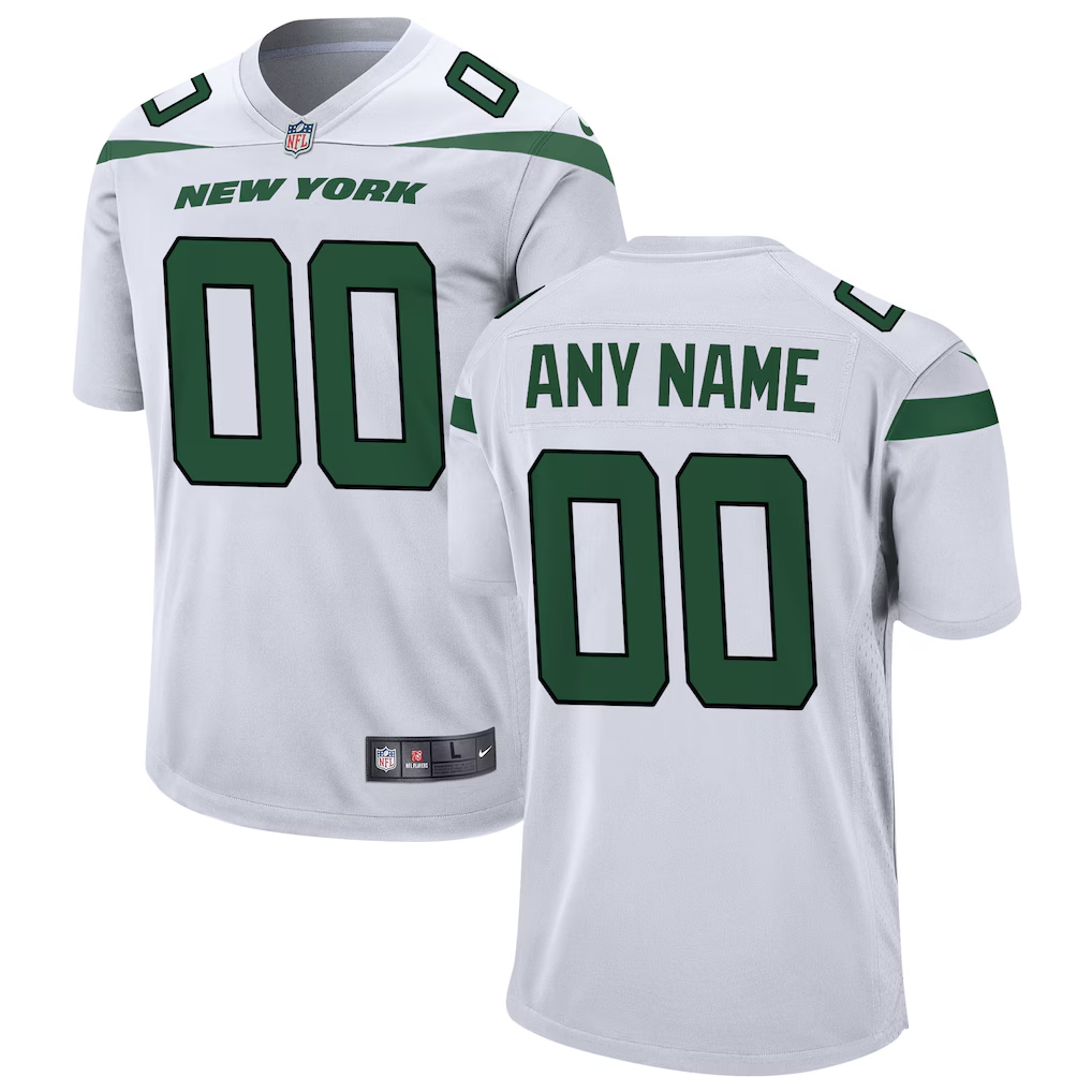 Men's New York Jets White Custom Game Jersey football jersey product view 1