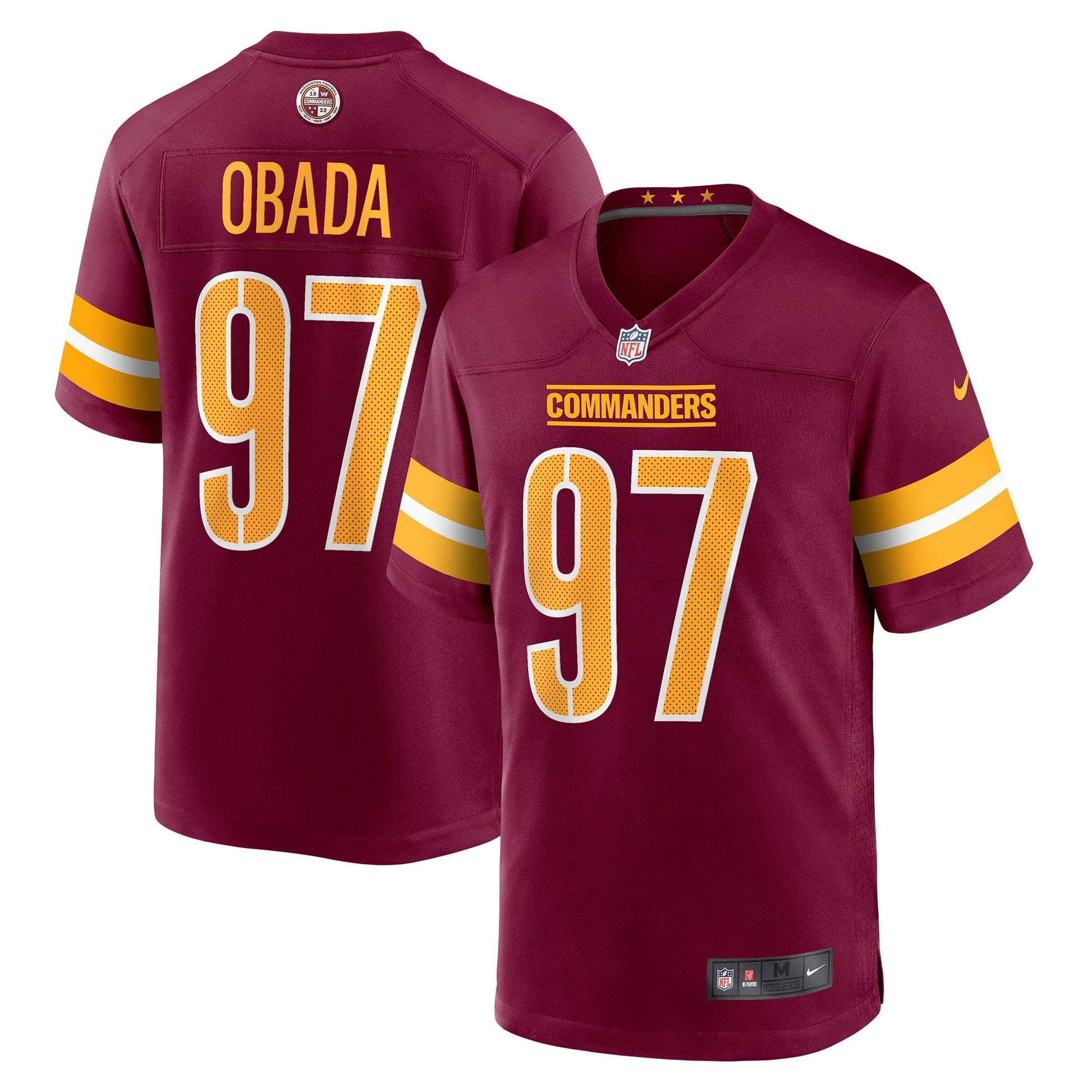 Washington Commanders Efe Obada Burgundy Game Jersey football jersey product view 1