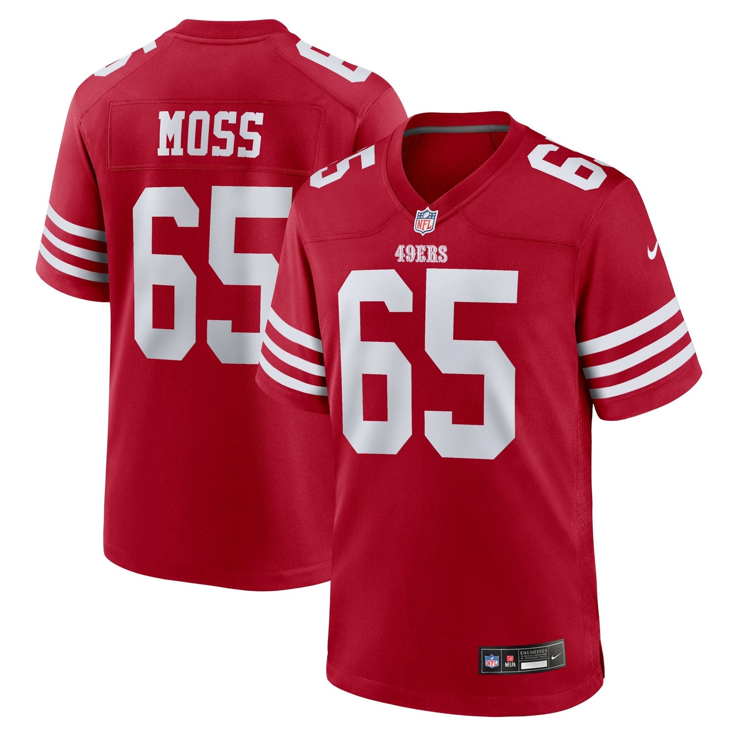 San Francisco 49ers Drew Moss Scarlet Team Game Jersey football jersey product view 1