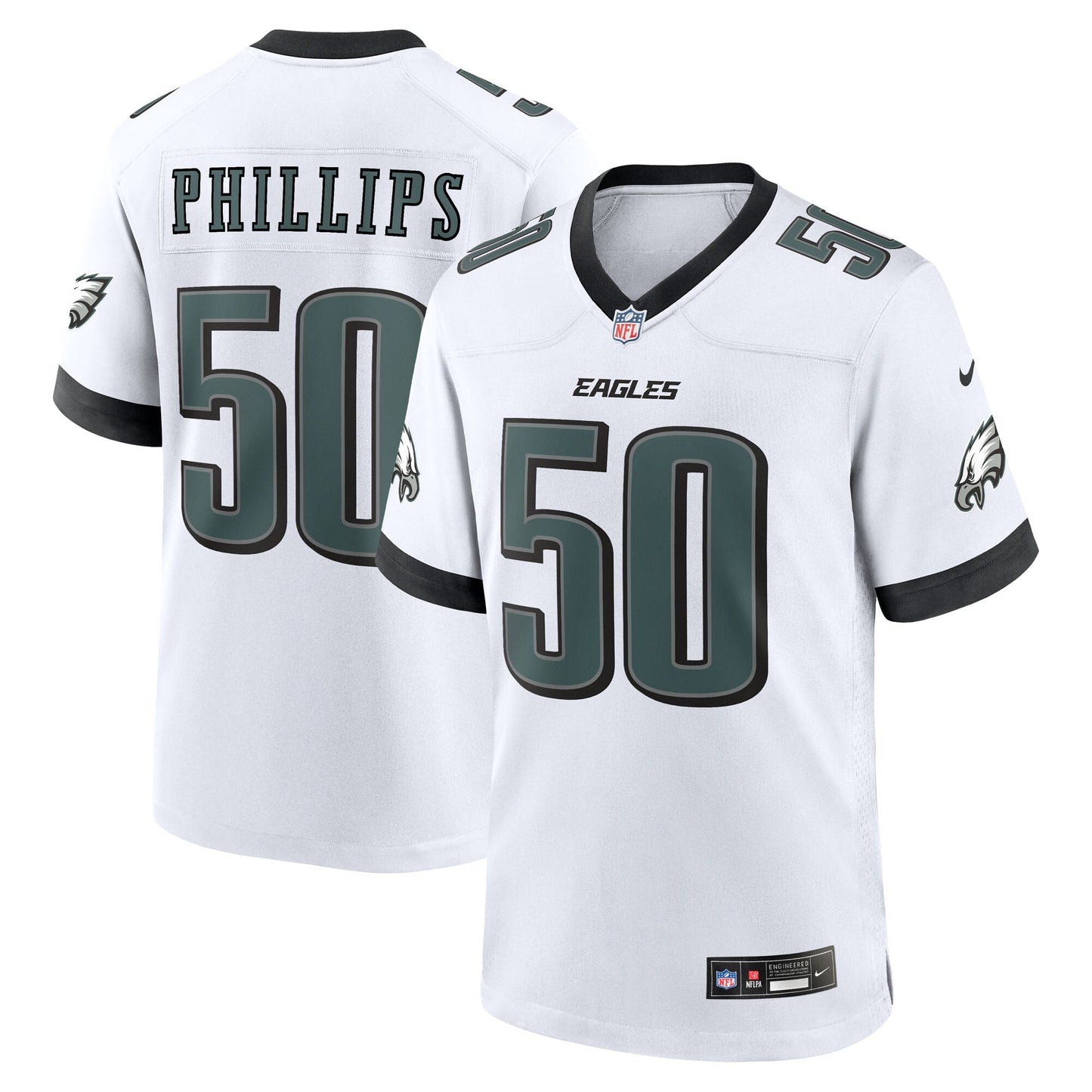 Philadelphia Eagles Jaelan Phillips White Game Jersey football jersey product view 1