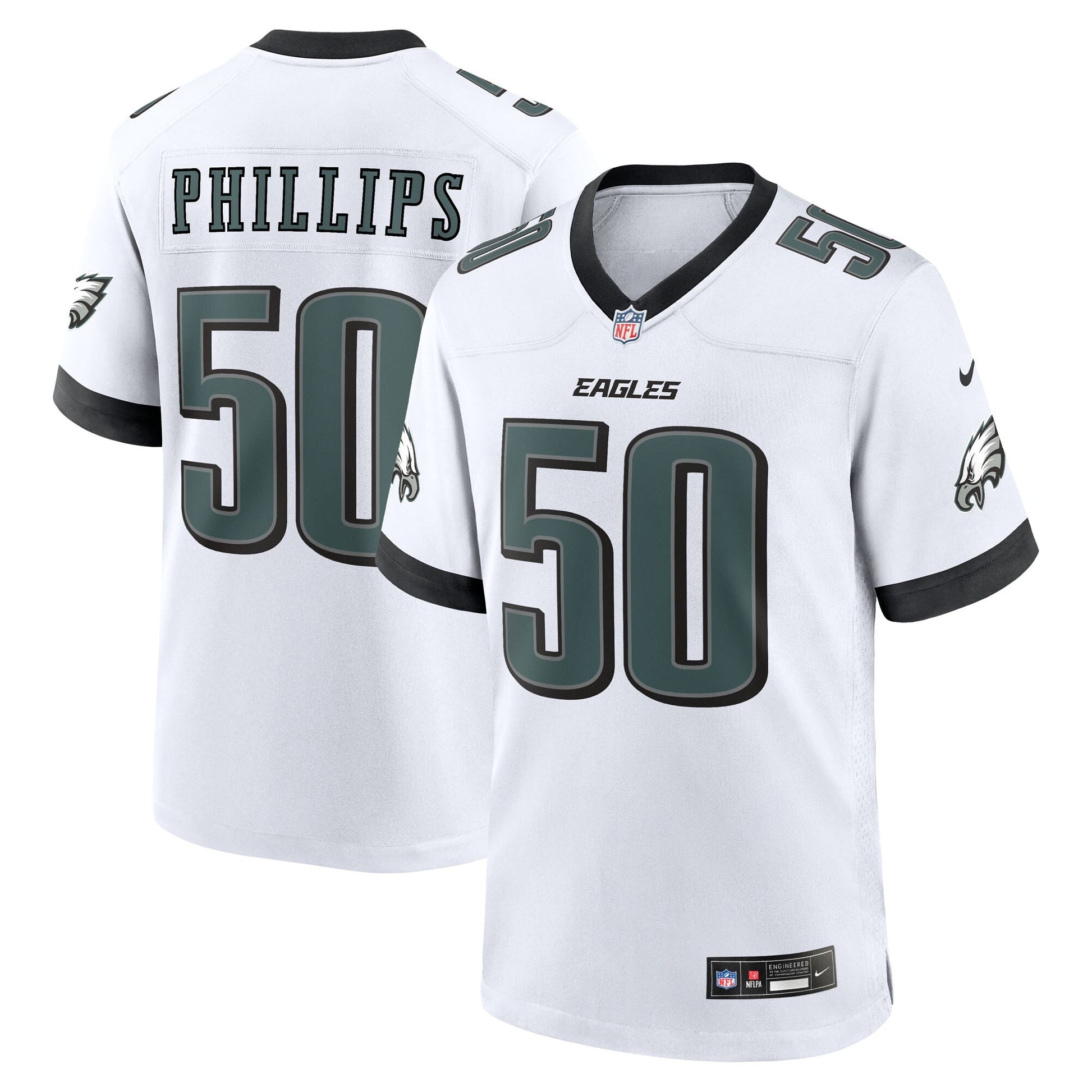 Philadelphia Eagles Jaelan Phillips White Game Jersey football jersey product view 1