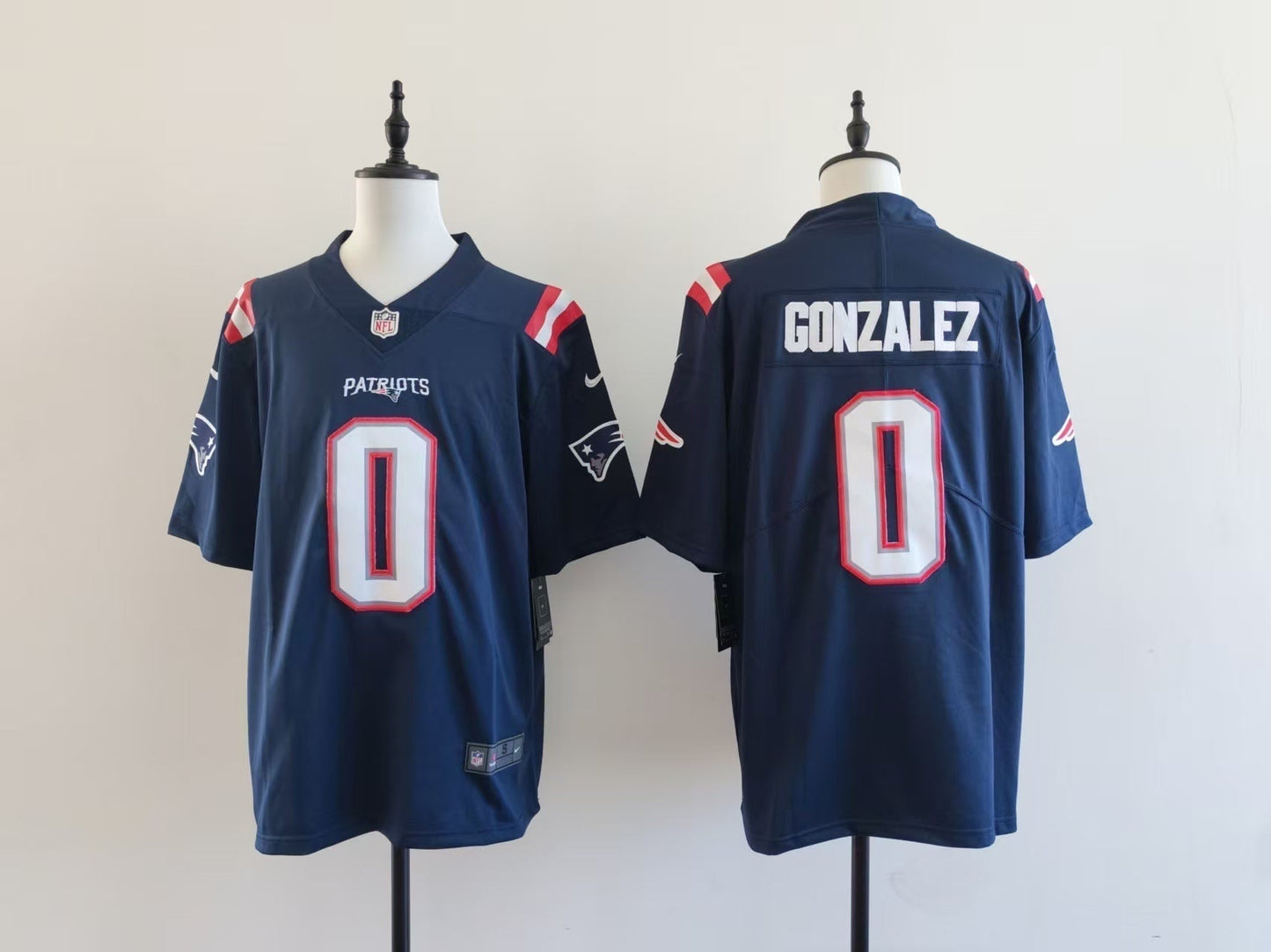 Men's New England Patriots Christian Gonzalez Jersey-Blue football jersey product view 1