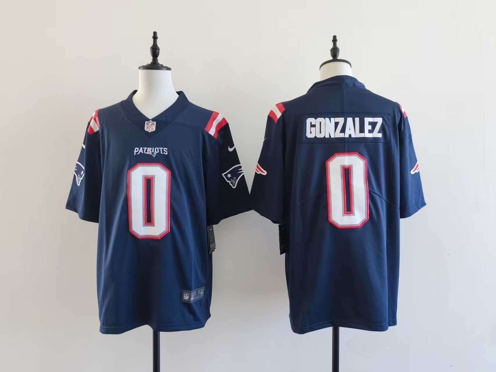 Men's New England Patriots Christian Gonzalez Jersey-Blue football jersey product view 1