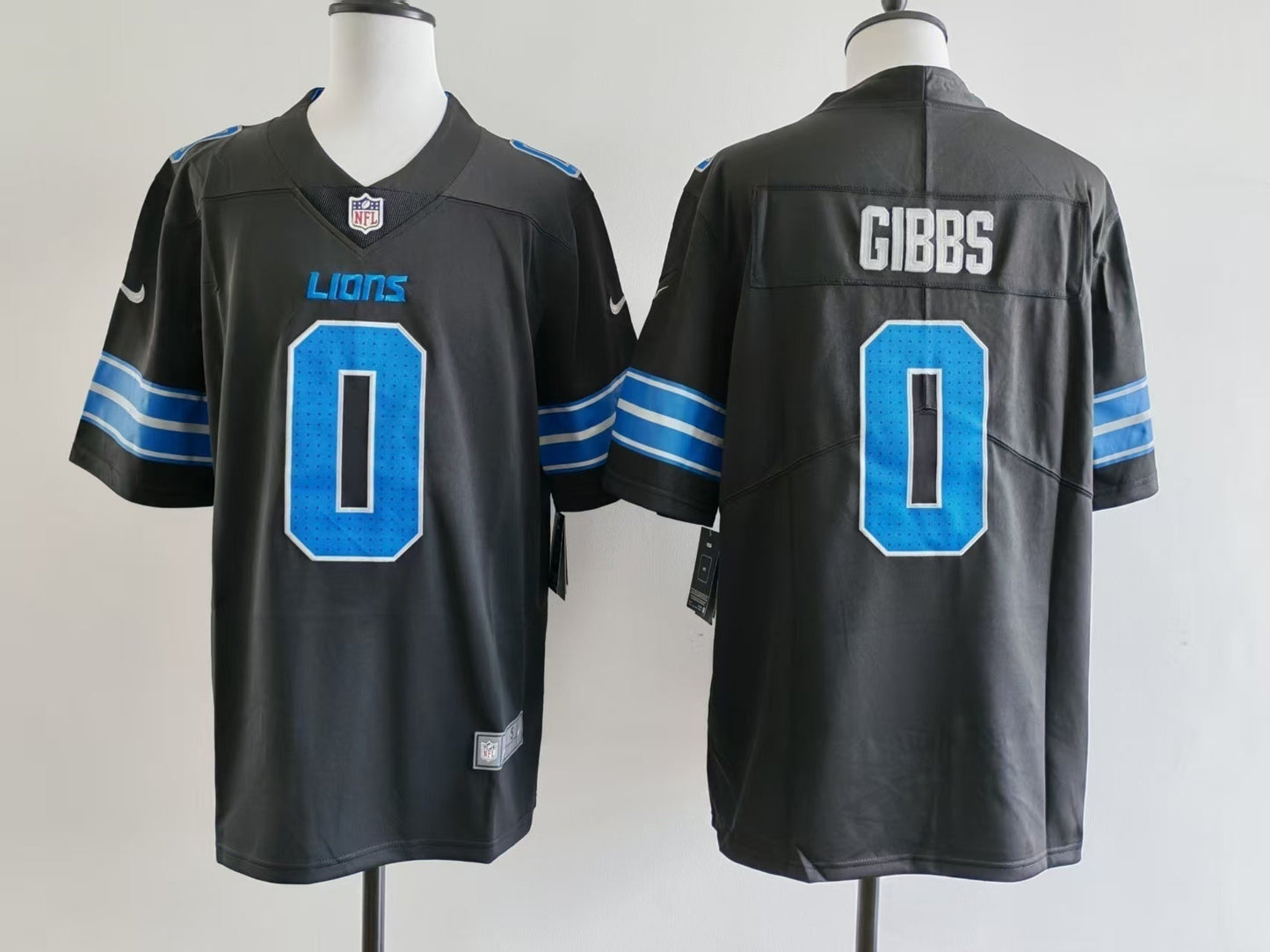Men's Detroit Lions Jahmyr Gibbs Jersey - Black#0 football jersey product view 1