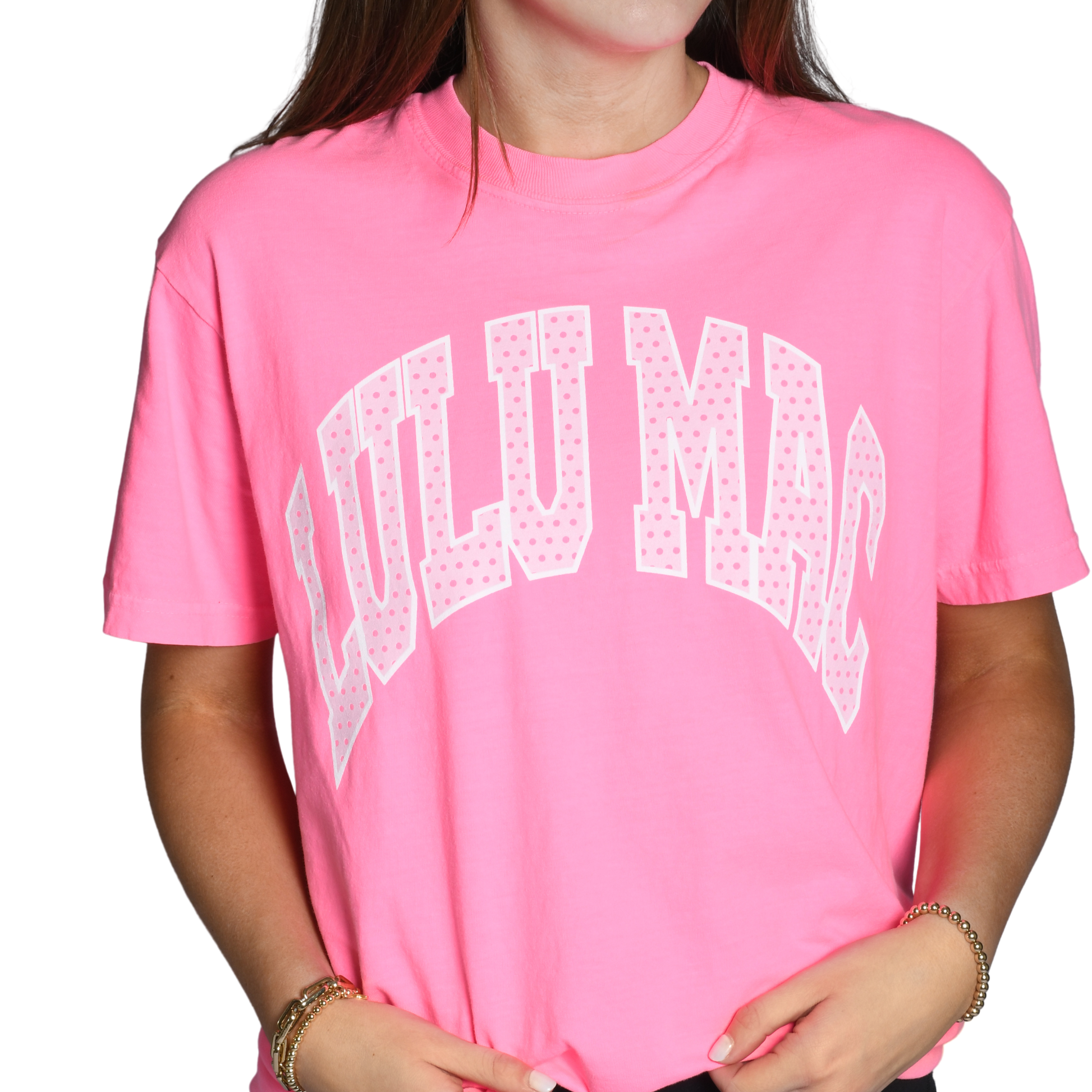 LM-PD-1001 Polka Dot Adult Neon Pink Comfort Colors Tee Unisex T-shirt, Sweatshirt, Hoodie, Long Sleeve Tee - T-Shirt, Sweatshirt, Hoodie