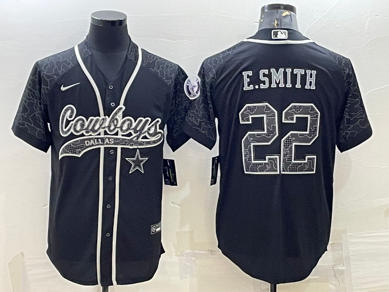 Men's Dallas Cowboys Emmitt Smith Black RFLCTV Limited Jersey Joint Edition football jersey product view 1