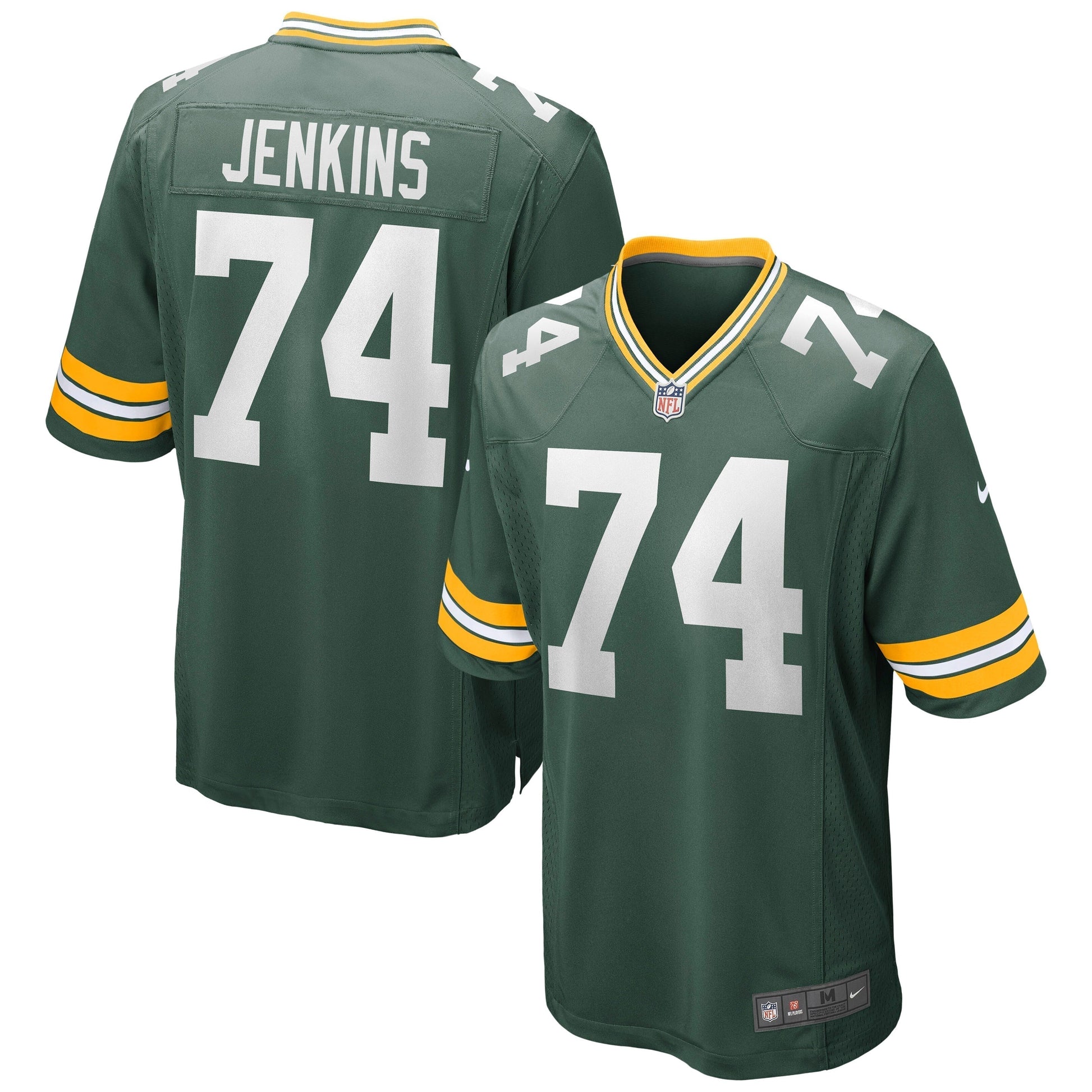 Elgton Jenkins Green Bay Packers Game Jersey - Green football jersey product view 1