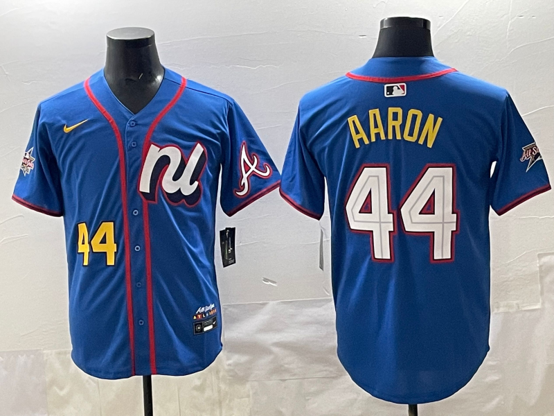 Men's National League Hank Aaron #44 Blue 2025 All-Star Edition Limited Player Jersey baseball jersey product view 1