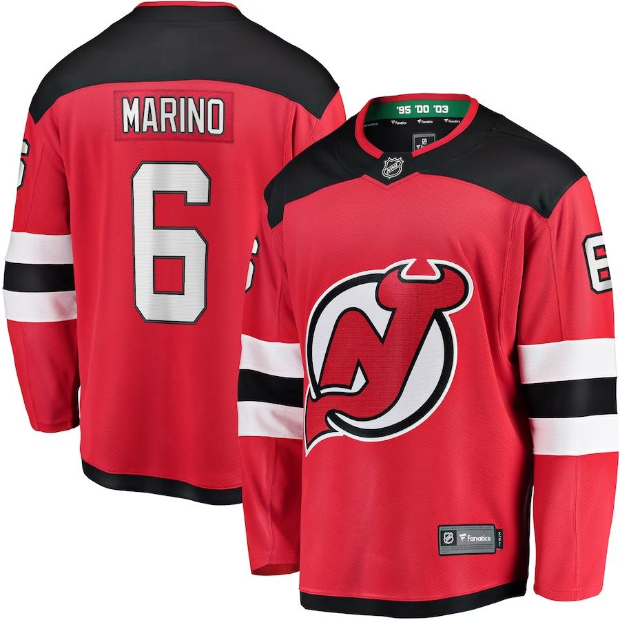 Men's New Jersey1 Devils John Marino #6 Red Player Game Jersey1 sports jersey product view 1
