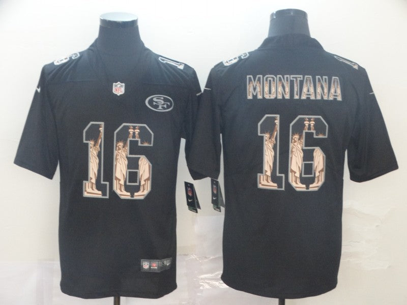 Men's San Francisco 49ers #16 Joe Montana Black Game Jersey1 football jersey product view 1