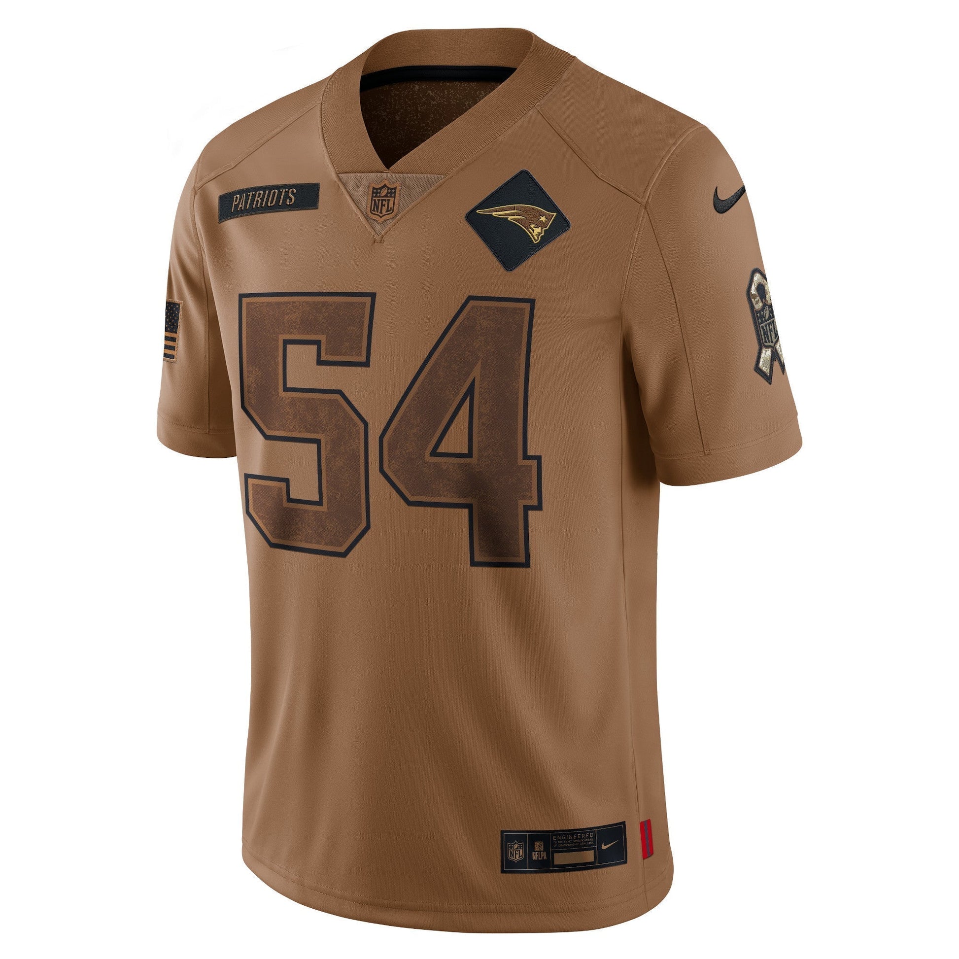 Tedy Bruschi New England Patriots Salute To Service Retired Limited Jersey - Brown football jersey product view 2
