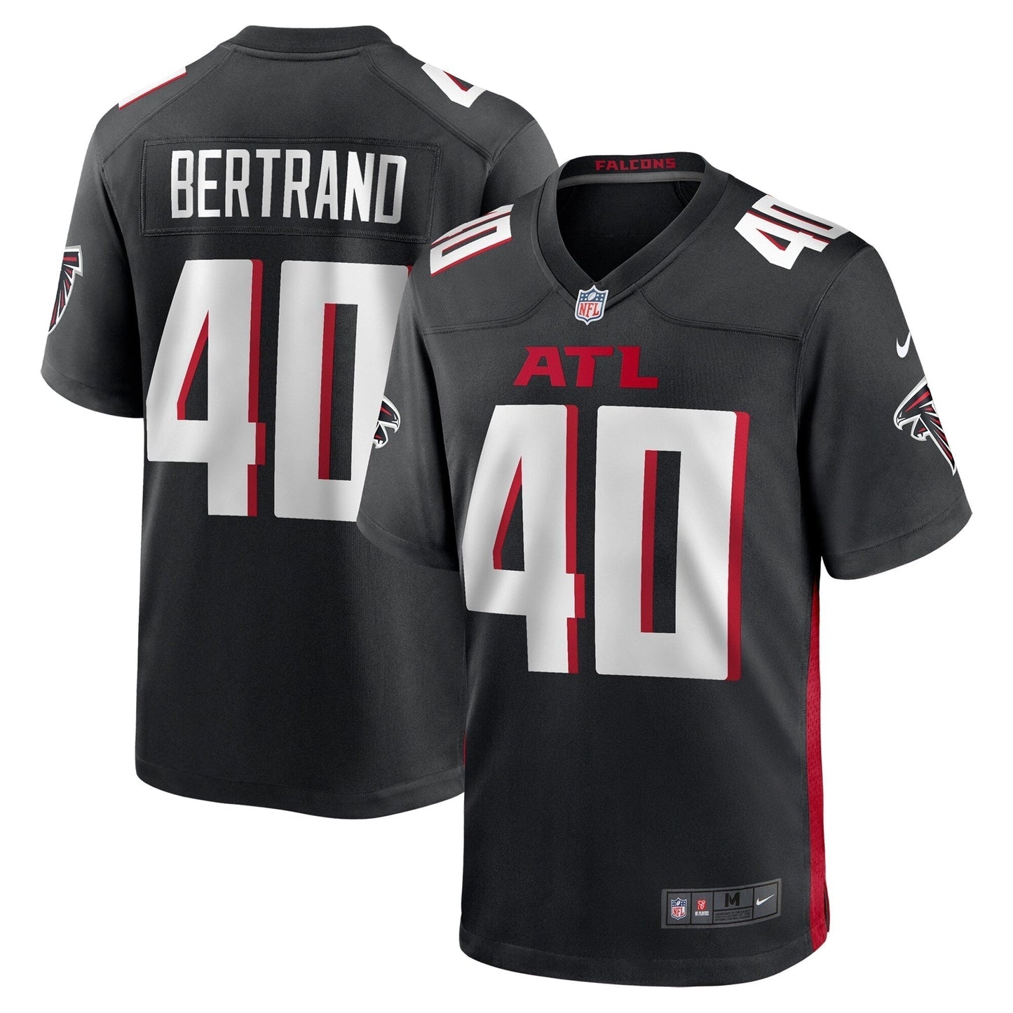 JD Bertrand Atlanta Falcons Team Game Jersey - Black football jersey product view 1